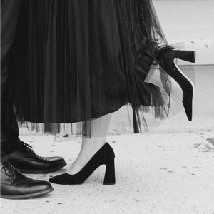 Vince Camuto Black Suede Pump Heels!